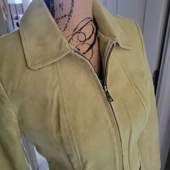 Bernardo Womens Leather Lime/Green Suede Zip-Up Jacket Size PS - Picture 5 of 7